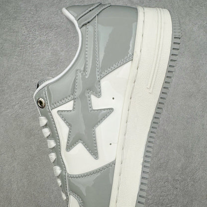 Bape STA Low Patent Leather White Grey