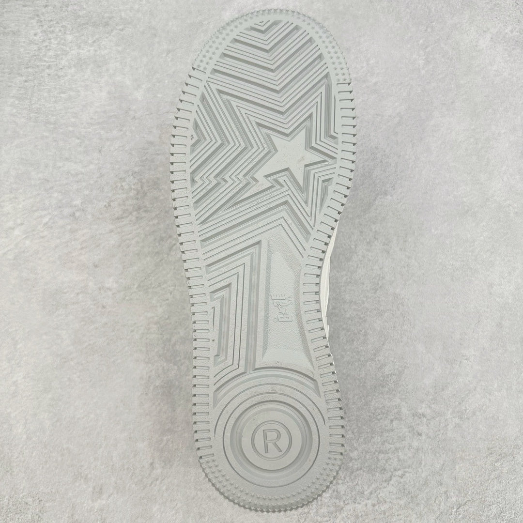 Bape STA Low Patent Leather White Grey