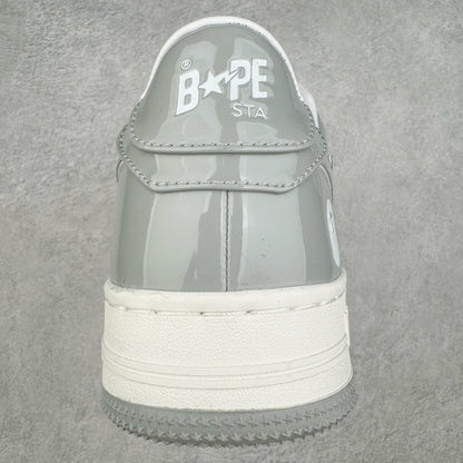 Bape STA Low Patent Leather White Grey