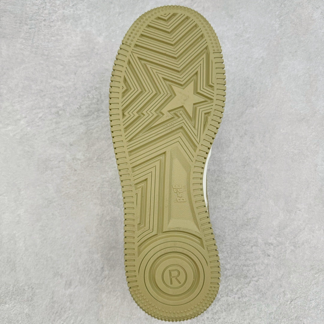 Bape STA Low Patent Leather White Khaki
