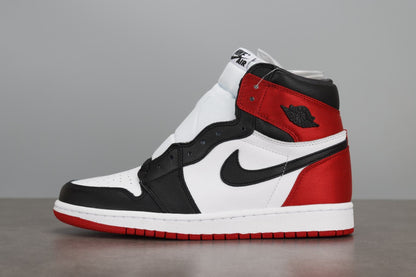 AJ1 High Satin Black Toe Red