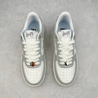Bape STA Low Patent Leather White Grey