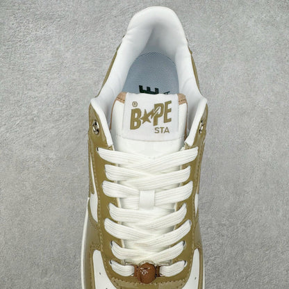 Bape STA Low Patent Leather White Khaki