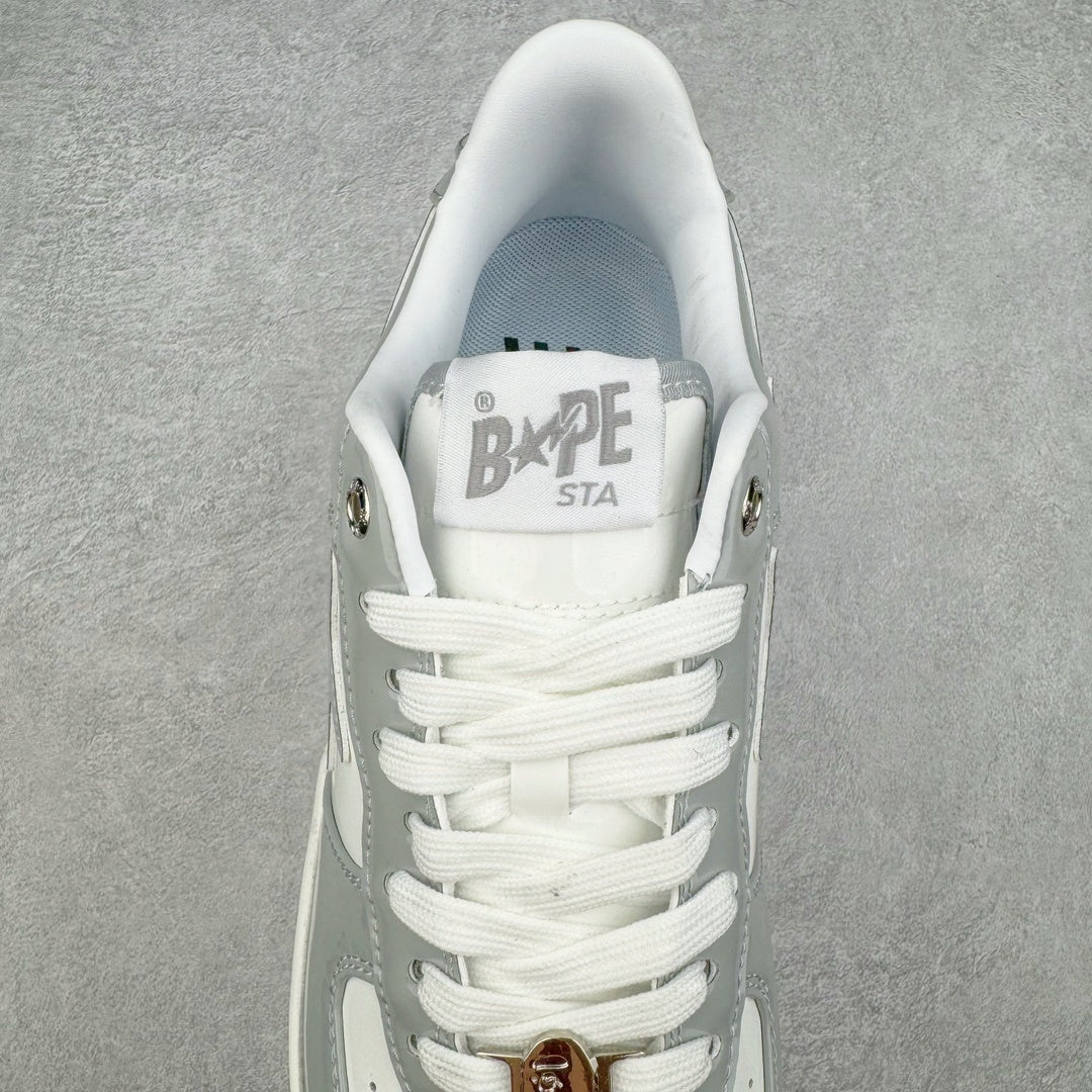 Bape STA Low Patent Leather White Grey