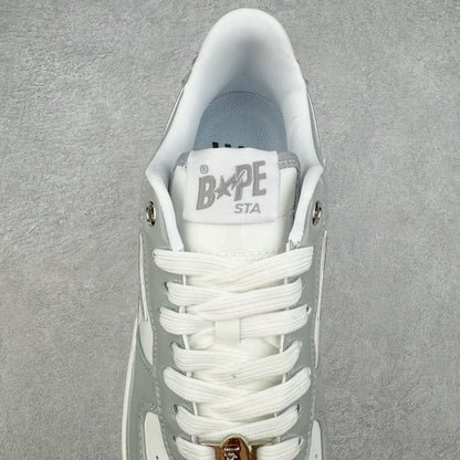 Bape STA Low Patent Leather White Grey