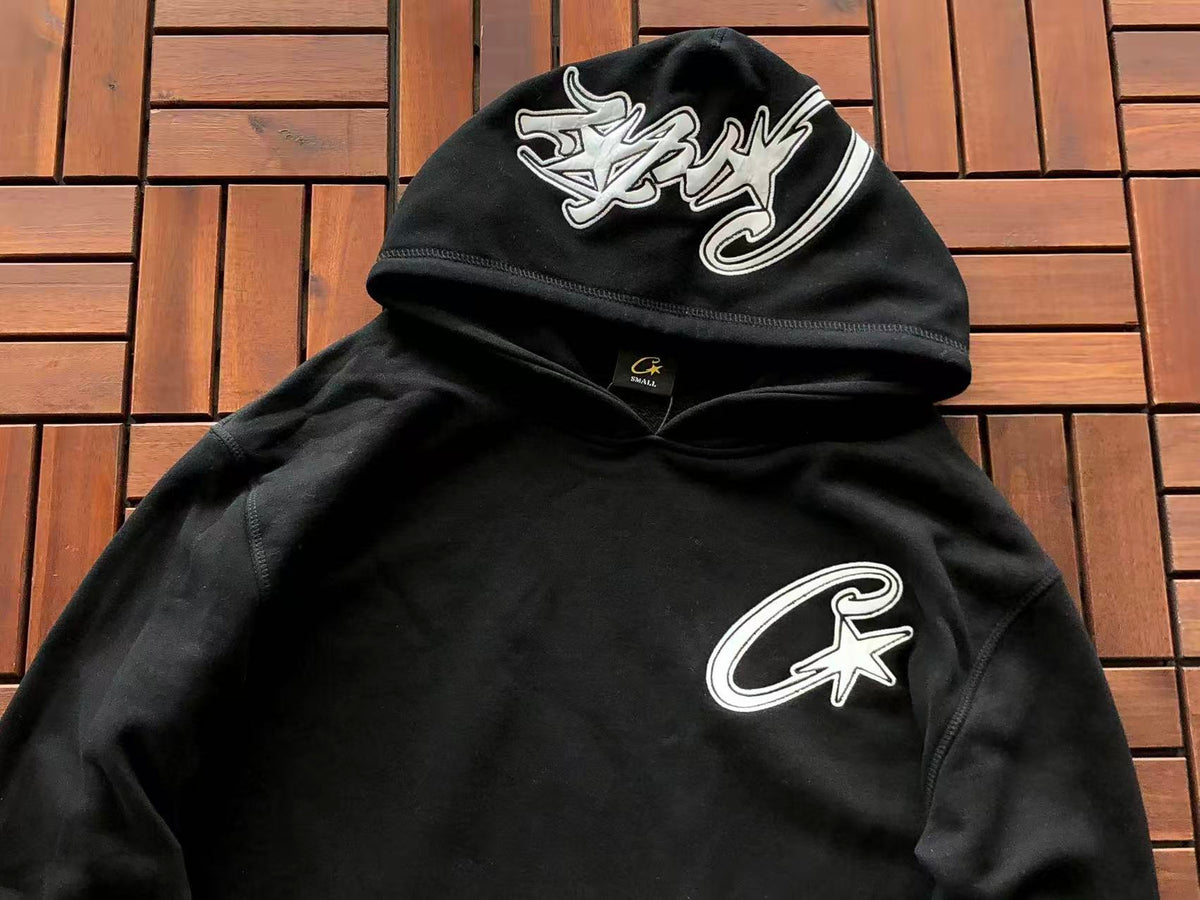 CTZ Conjuntos Satin C Star Appliqué Tracksuit Black