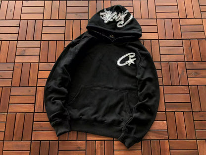 CTZ Conjuntos Satin C Star Appliqué Tracksuit Black